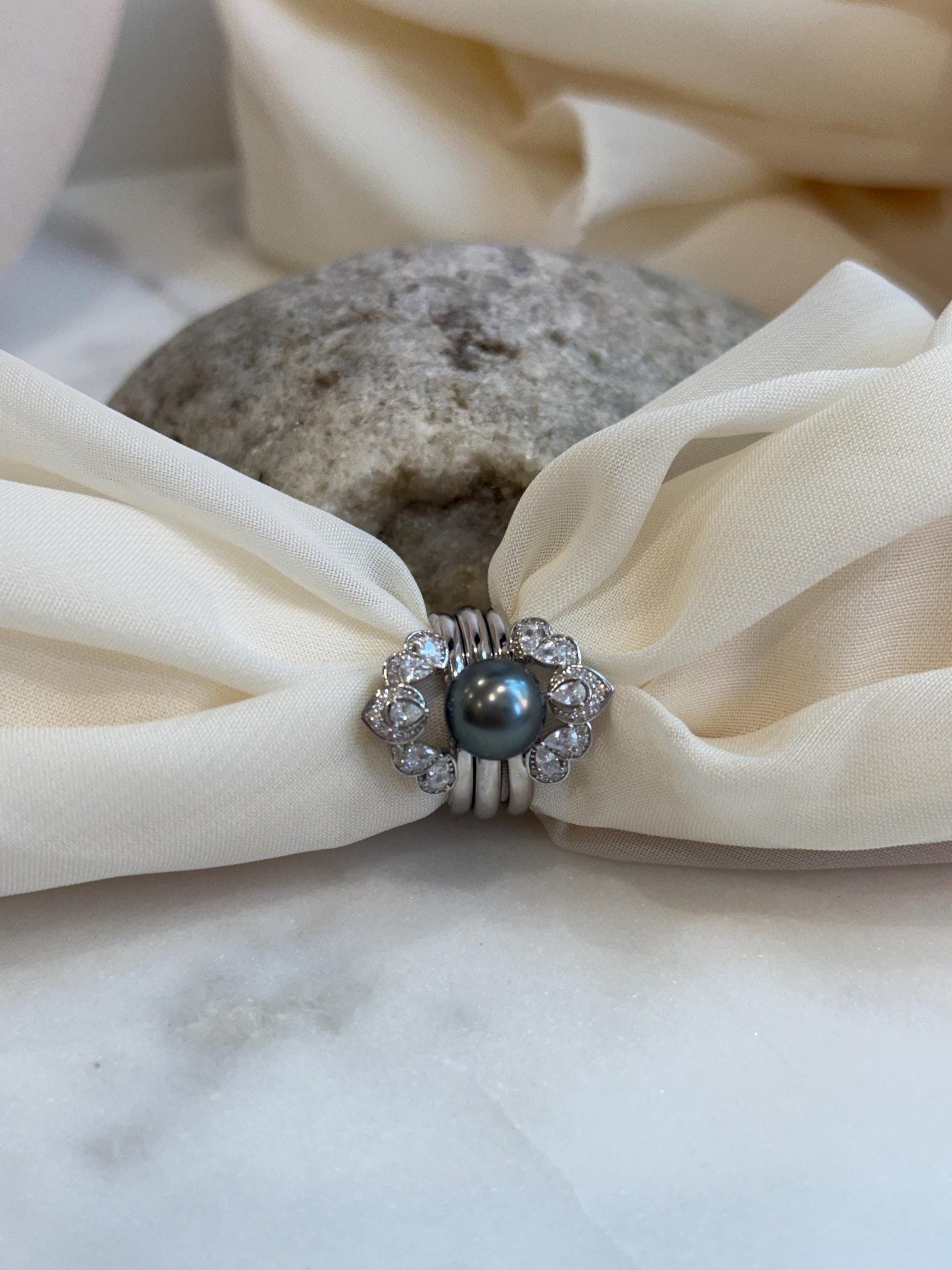 Tahitian green Pearl s925 silver 3 rings into 1 set for her