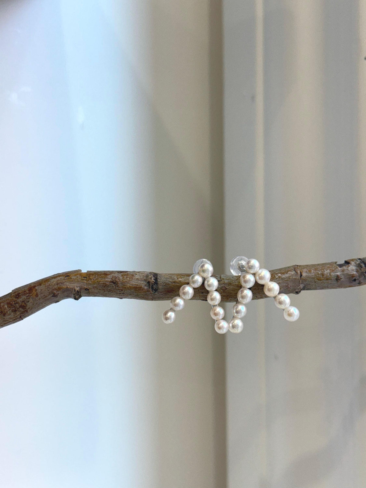 white small pearls s925 silver V stylish cool earrings for her daily wear