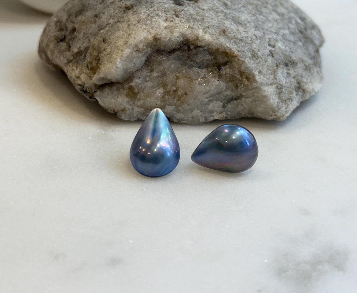 Aurora colors waterdrop ocean Mabe pearls s925 silver earrings for her