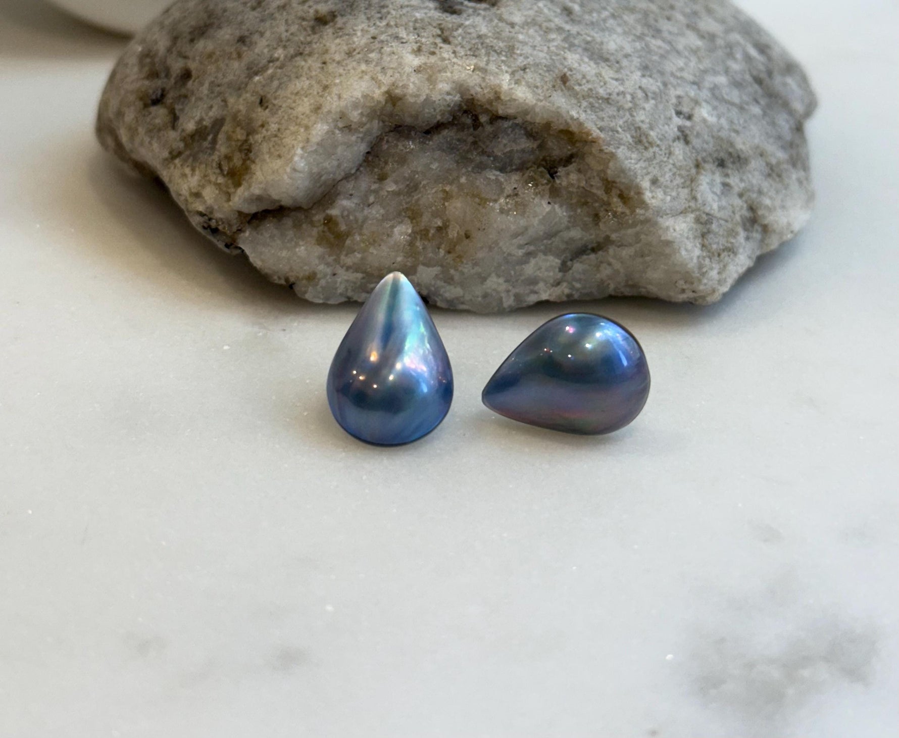 Aurora colors waterdrop ocean Mabe pearls s925 silver earrings for her