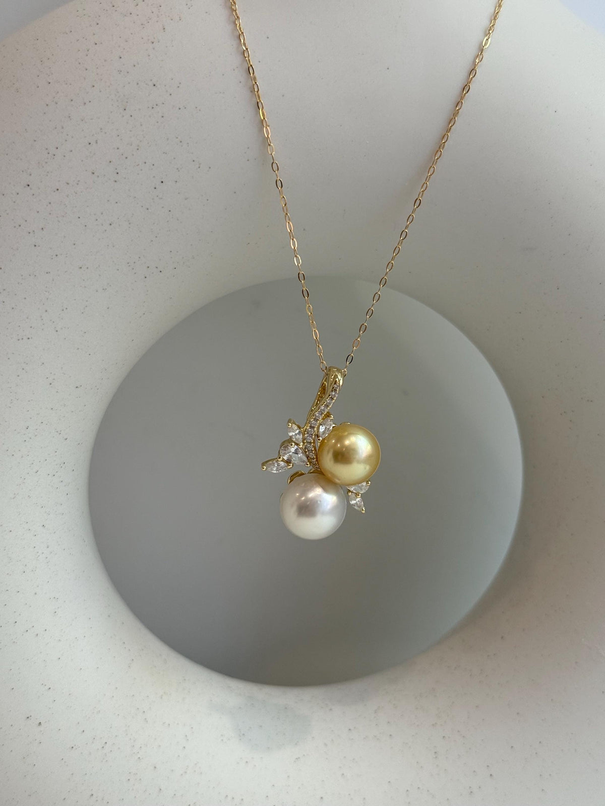 Australian ocean white pearl South sea golden pearl s925 silver floral pendant silver necklace set for her wedding
