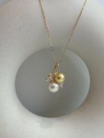 Australian ocean white pearl South sea golden pearl s925 silver floral pendant silver necklace set for her wedding