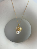 Australian ocean white pearl South sea golden pearl s925 silver floral pendant silver necklace set for her daily wear