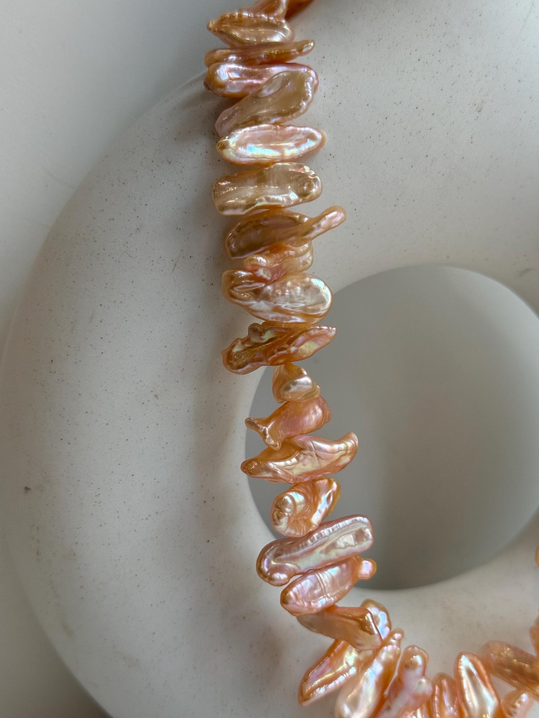 peach gold Keshi pearls s925 silver earrings for her engagement