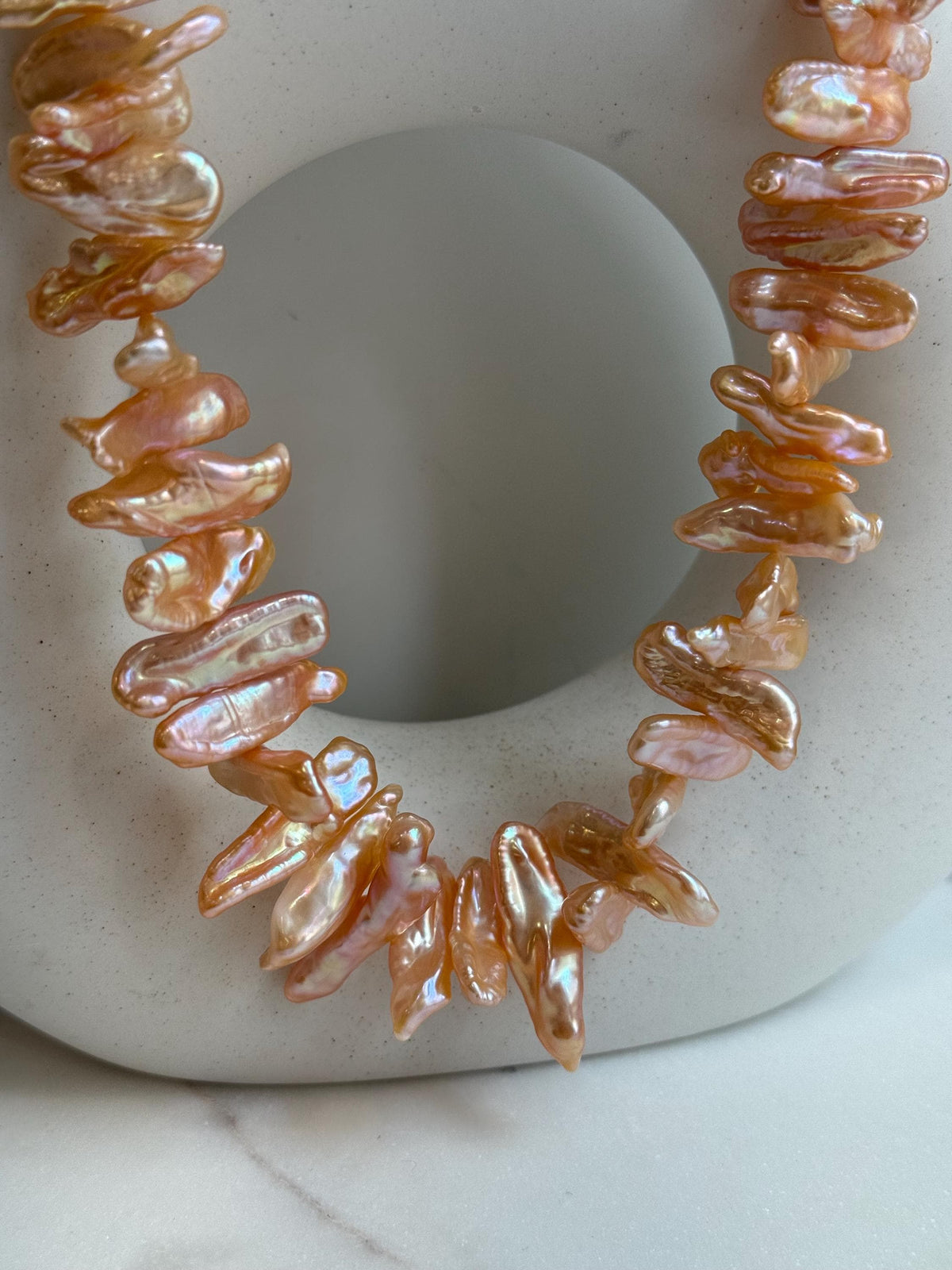 peach gold Keshi pearls s925 silver earrings for her