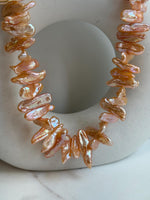 peach gold Keshi pearls s925 silver earrings for her