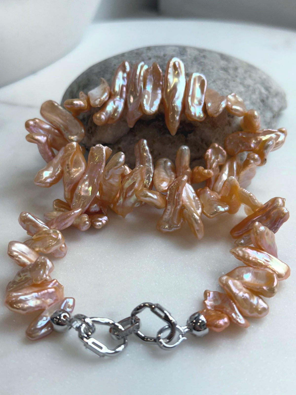 cheap peach gold Keshi pearls s925 silver earrings for her