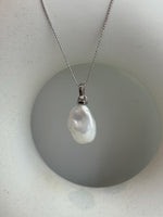 white iridescent baroque pearl s925 silver pendant necklace set for her anniversary