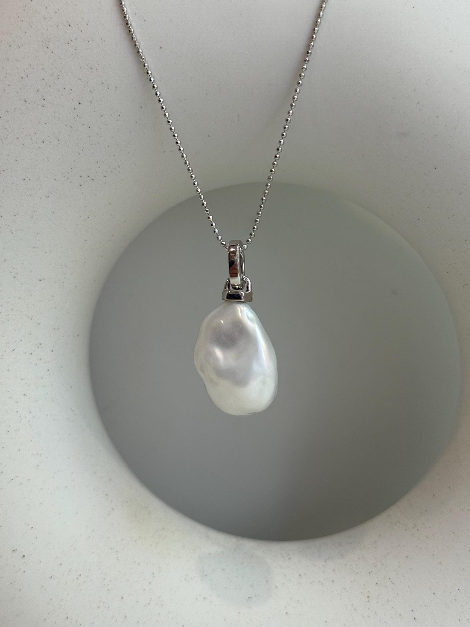 white iridescent baroque pearl s925 silver pendant necklace set for her anniversary