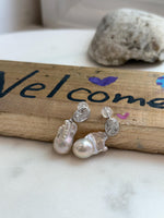 white iridescent baroque pearls s925 silver earrings for her  anniversary