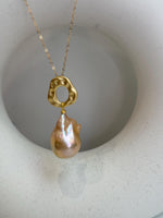 peach gold baroque pearl s925 silver pendant necklace set for her