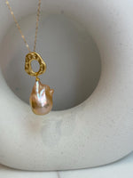peach gold baroque pearl s925 silver pendant necklace set for her office wear