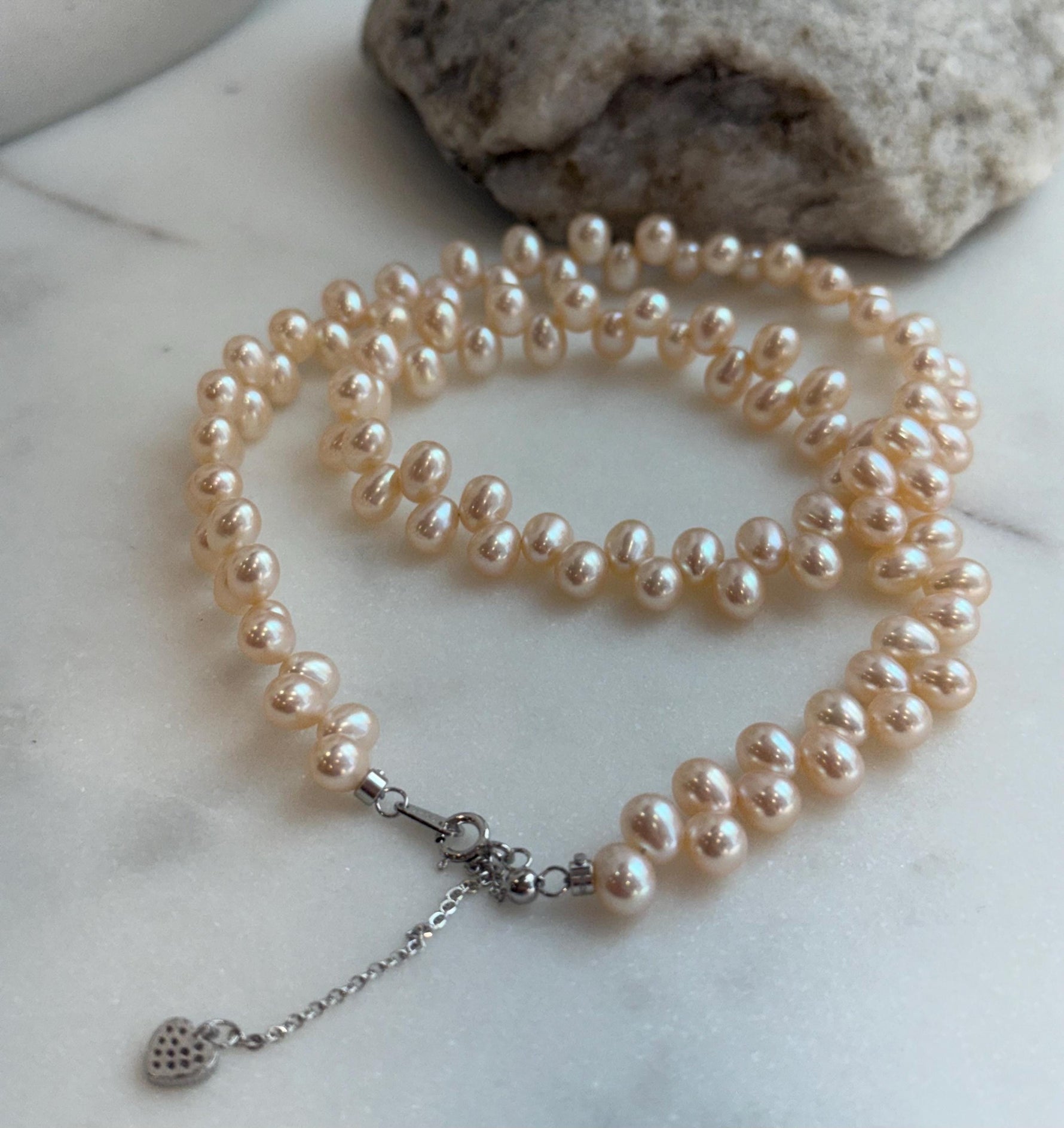 champagne freshwater petal Keshi pearls s925 silver necklace strand for her graduation event