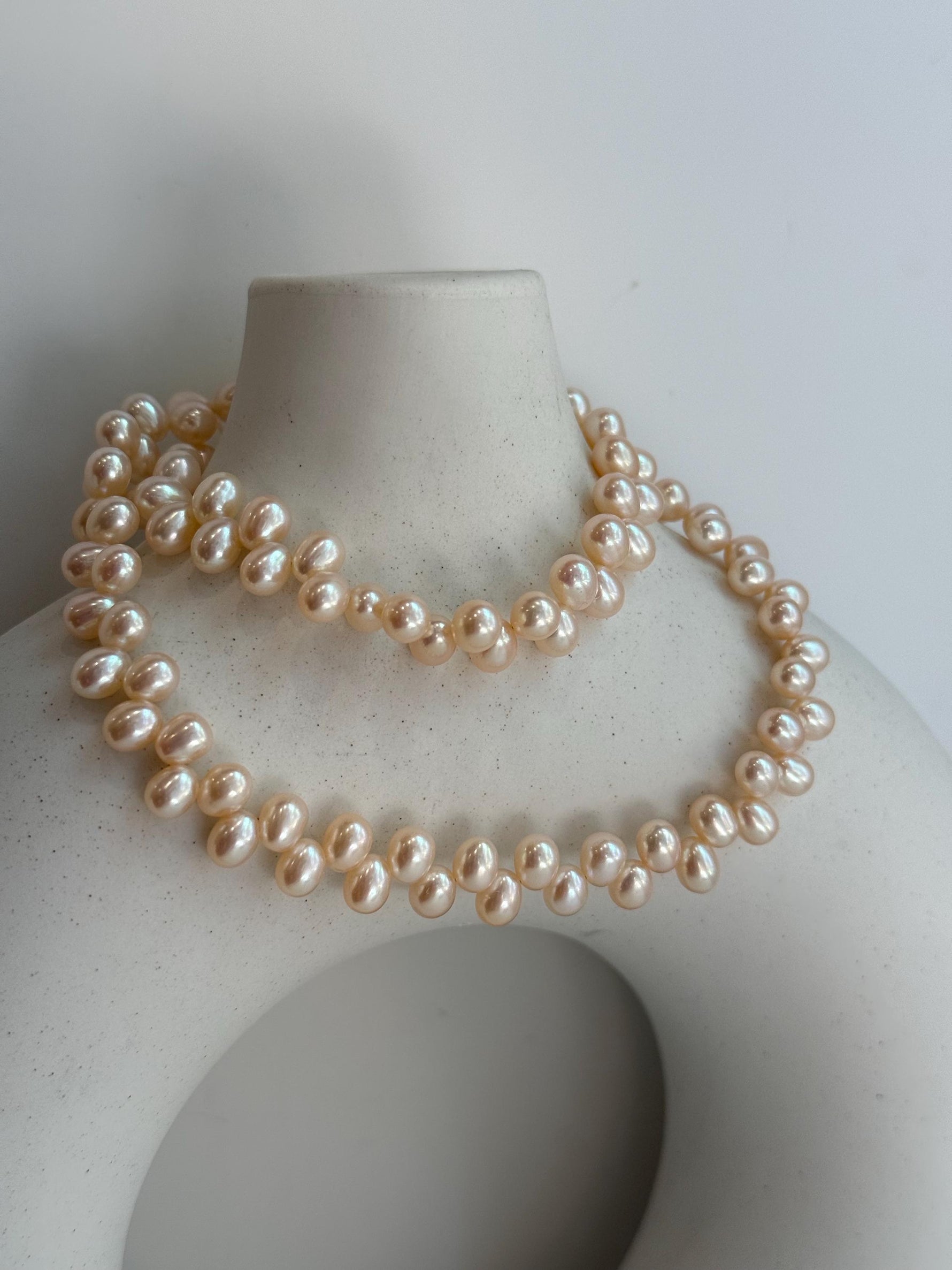 champagne freshwater petal Keshi pearls s925 silver necklace strand for her birthday