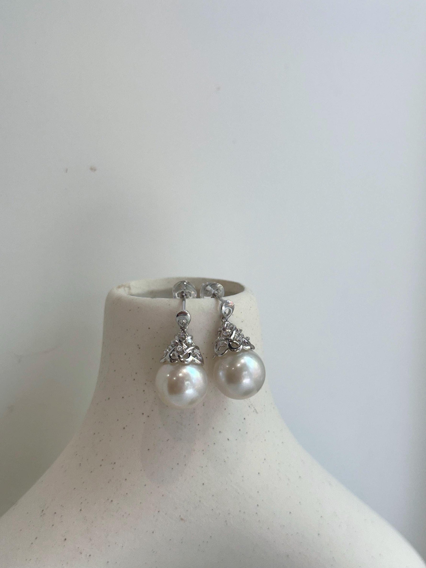 white Edison pearls s925 silver dangling earrings for her anniversary