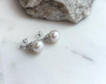 white Edison pearls s925 silver dangling earrings for her daily wear