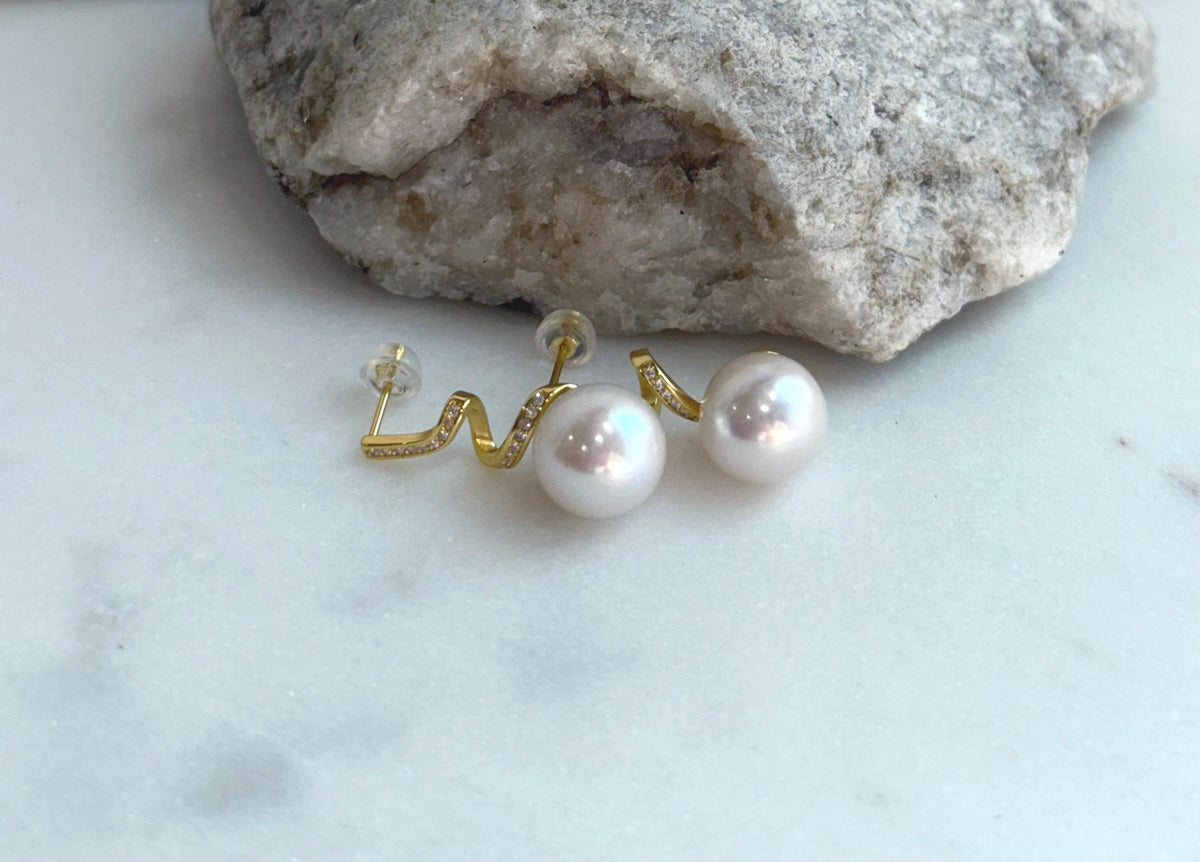 white Edison Pearl s925 silver dangling earrings for her birthday