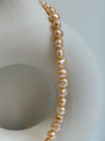 peach freshwater button stone pearls s925 silver necklace strand for her daily wear