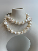 freshwater White button stone pearls s925 silver necklace strand for her holiday gift
