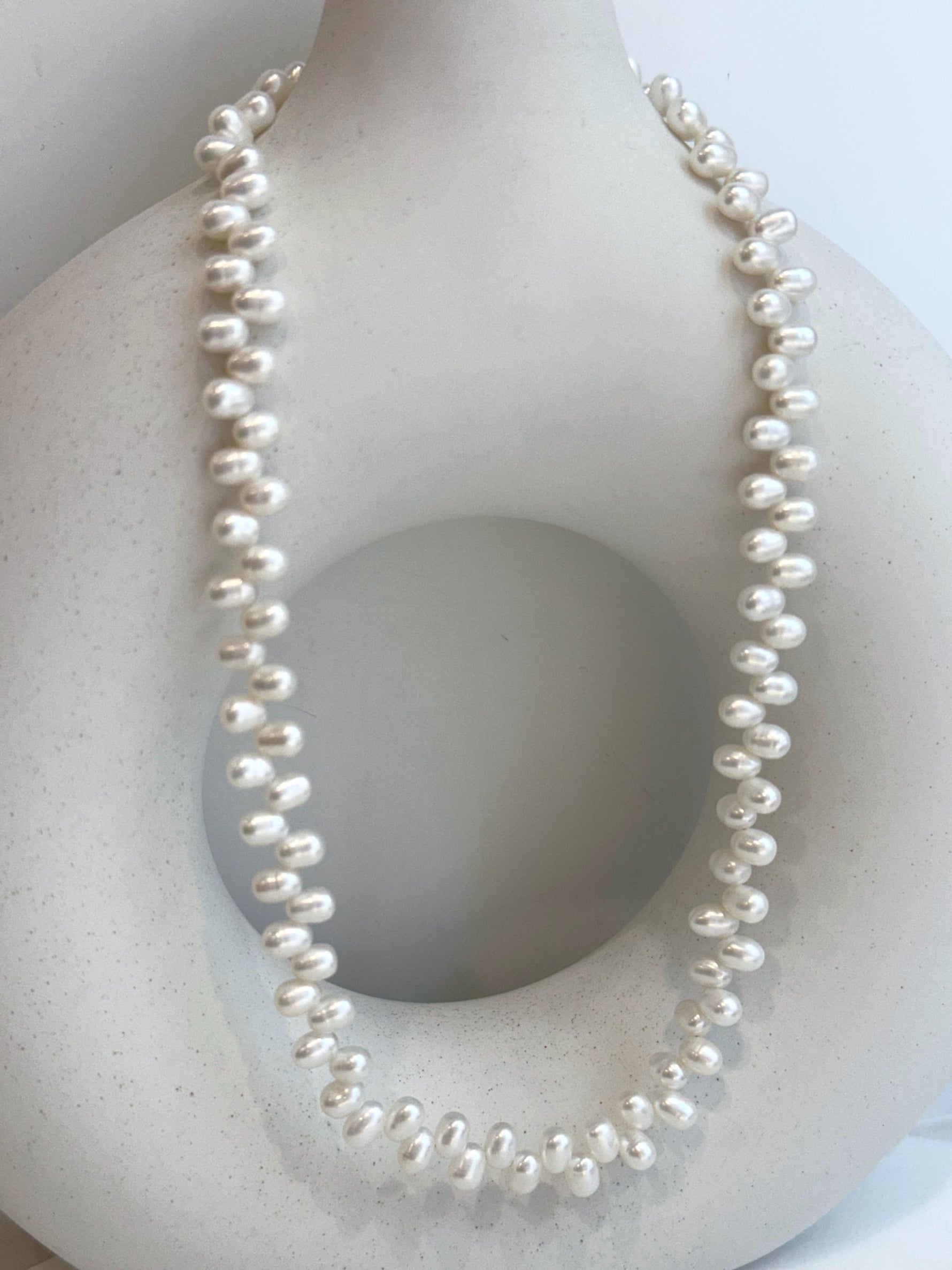 freshwater white petal Keshi pearl s925 silver necklace strand for her birthday