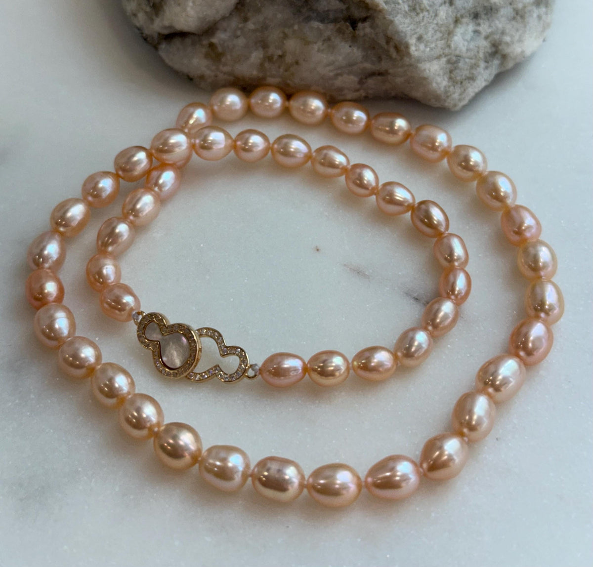 rare peach rice Keshi pearls s925 silver necklace strand for her engagement
