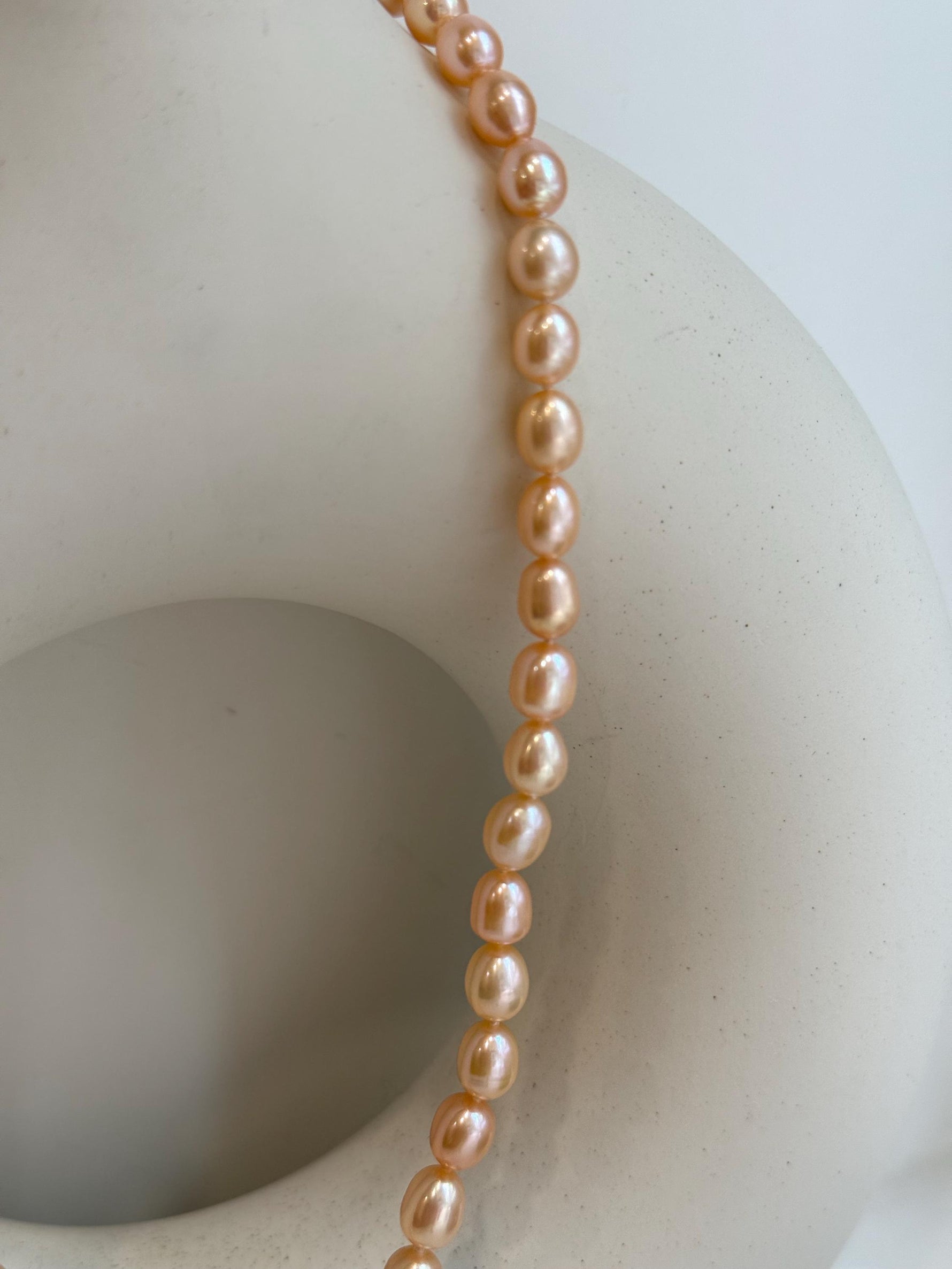affordable rare peach rice Keshi pearls s925 silver necklace strand for her