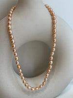 cheap rare peach rice Keshi pearls s925 silver necklace strand for her