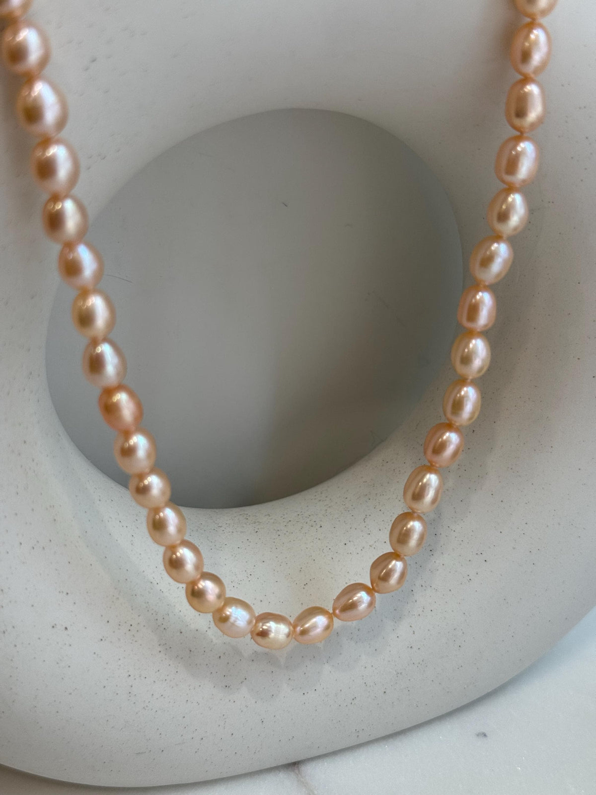 rare peach rice Keshi pearls s925 silver necklace strand for her daily wear