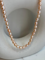 rare peach rice Keshi pearls s925 silver necklace strand for her daily wear
