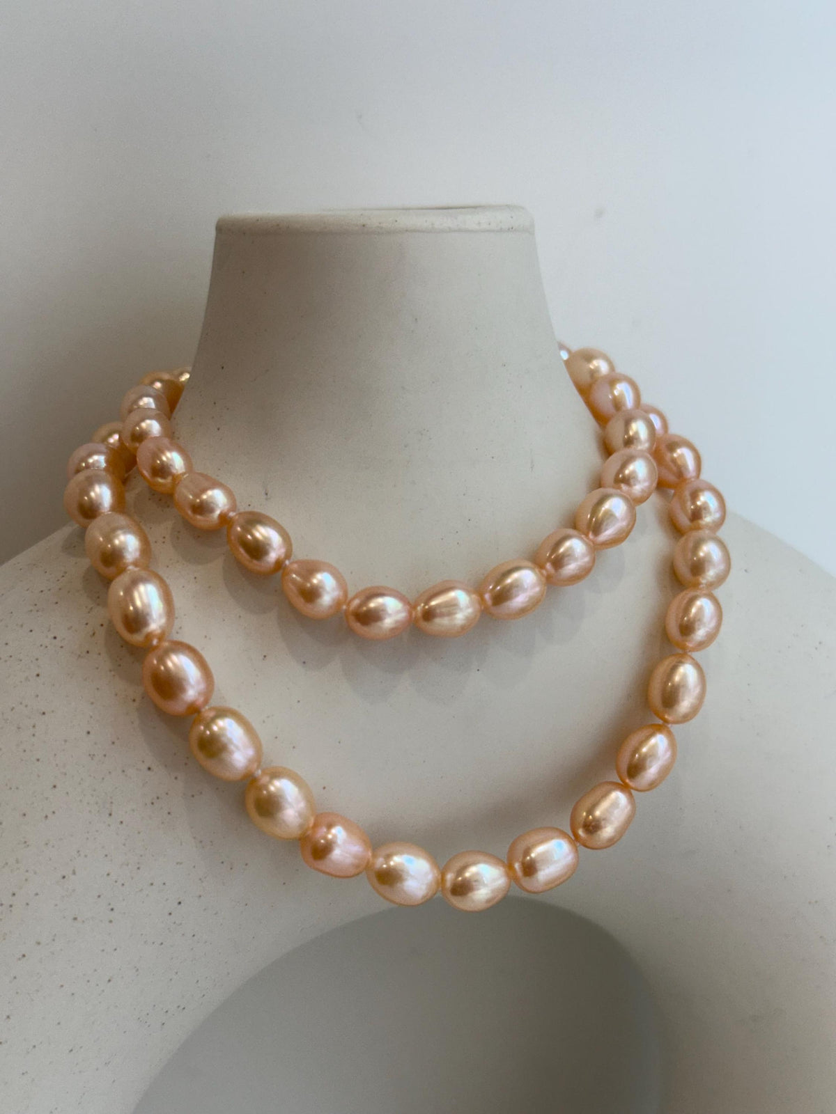 rare peach rice Keshi pearls s925 silver necklace strand for her birthday