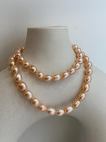 rare peach rice Keshi pearls s925 silver necklace strand for her birthday