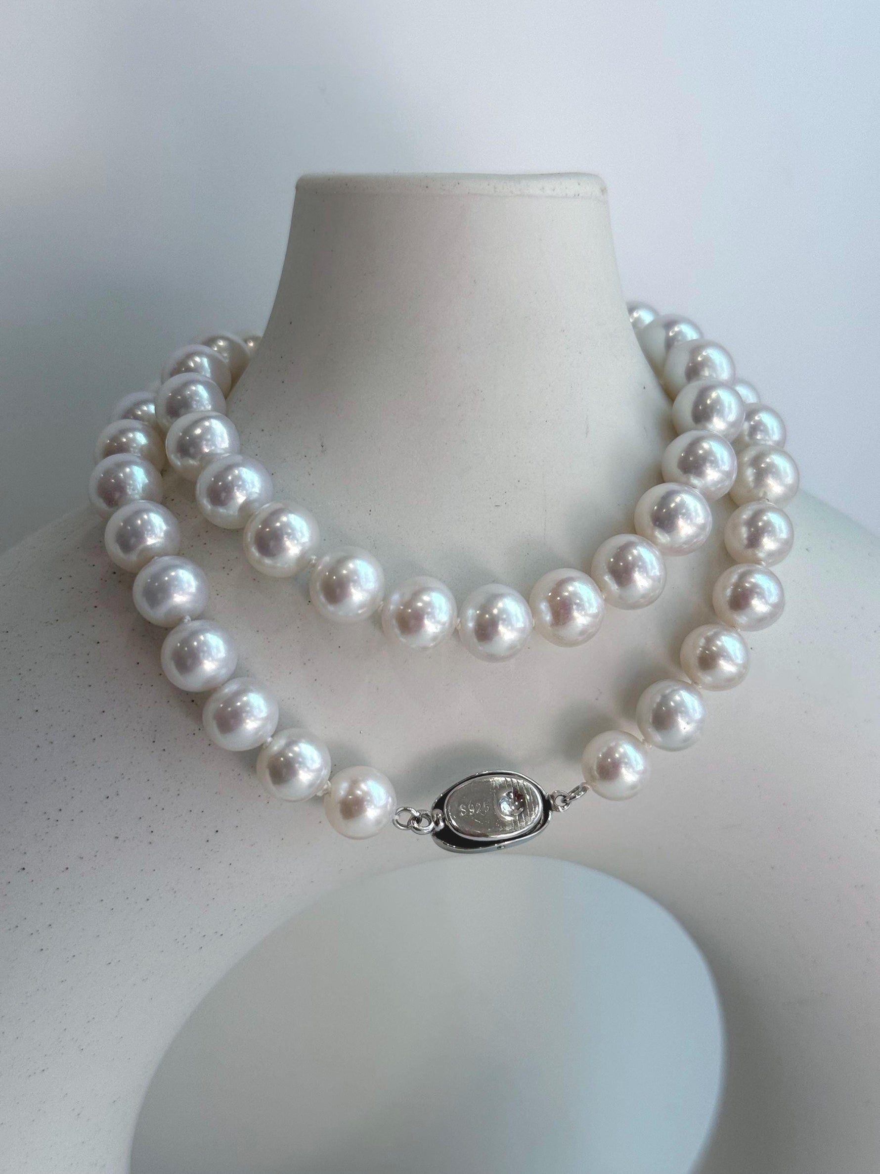 white pearl s925 silver necklace strand for her birthday