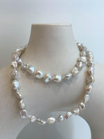 freshwater white iridescent Keshi stone pearls s925 silver necklace strands for her birthday