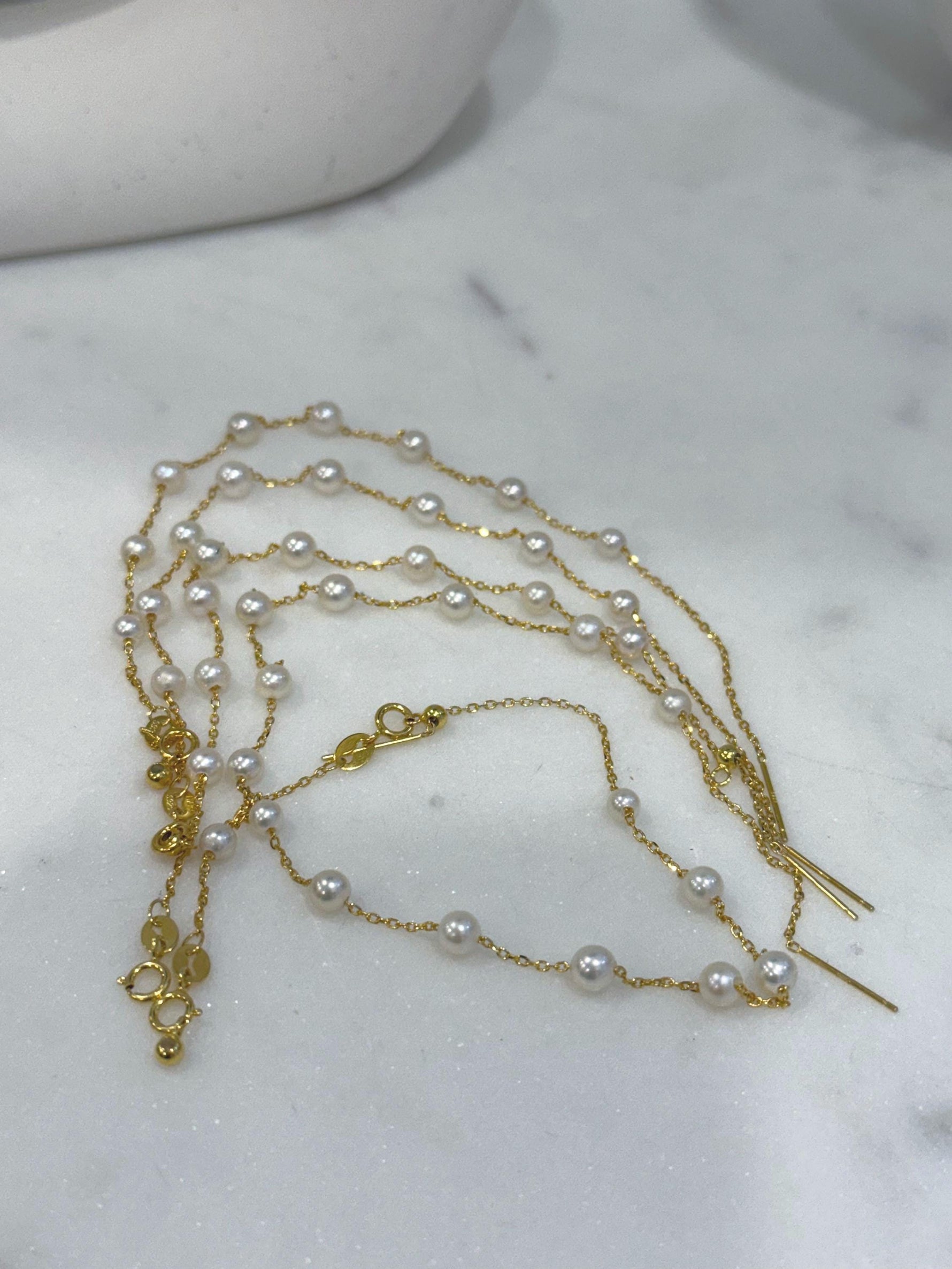 Akoya ocean off white pearls s925 silver bracelet for her holiday gift