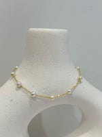 Akoya In Sale 8 pearls Minimalist off white Pearls Exceptional Elegant S925 silver Bracelet, unique gift for her. 3.9-4.5mm to 7.48”