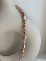 affordable freshwater pink rose stone keshi round button pearls s925 silver necklace strand for her