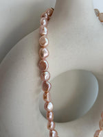 freshwater pink rose stone keshi round button pearls s925 silver necklace strand for her holiday gift