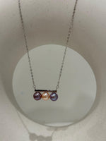 tri pearls freshwater peach purple lavender pearls s925 silver balancing pendant necklace set for her holiday gift