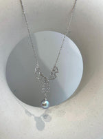 blue silver Akoya ocean Pearl s925 silver lace necklace set for her daily wear