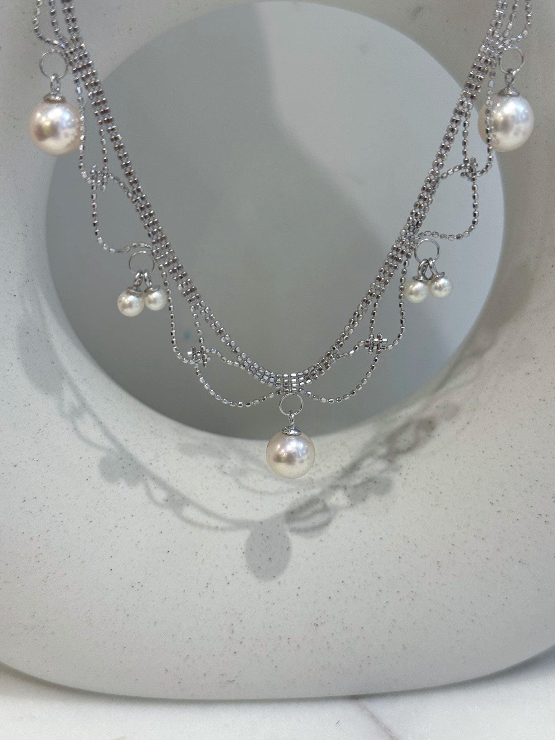 akoya ocean pearls s925 silver lace necklace set for her
