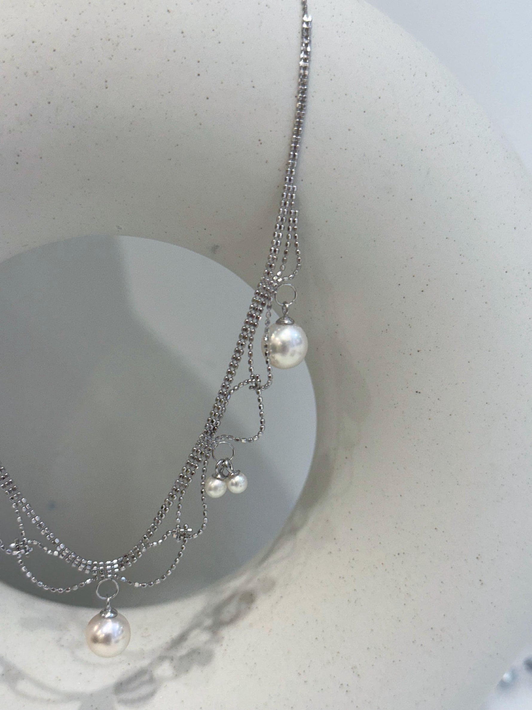akoya ocean pearls s925 silver lace necklace set for her birthday