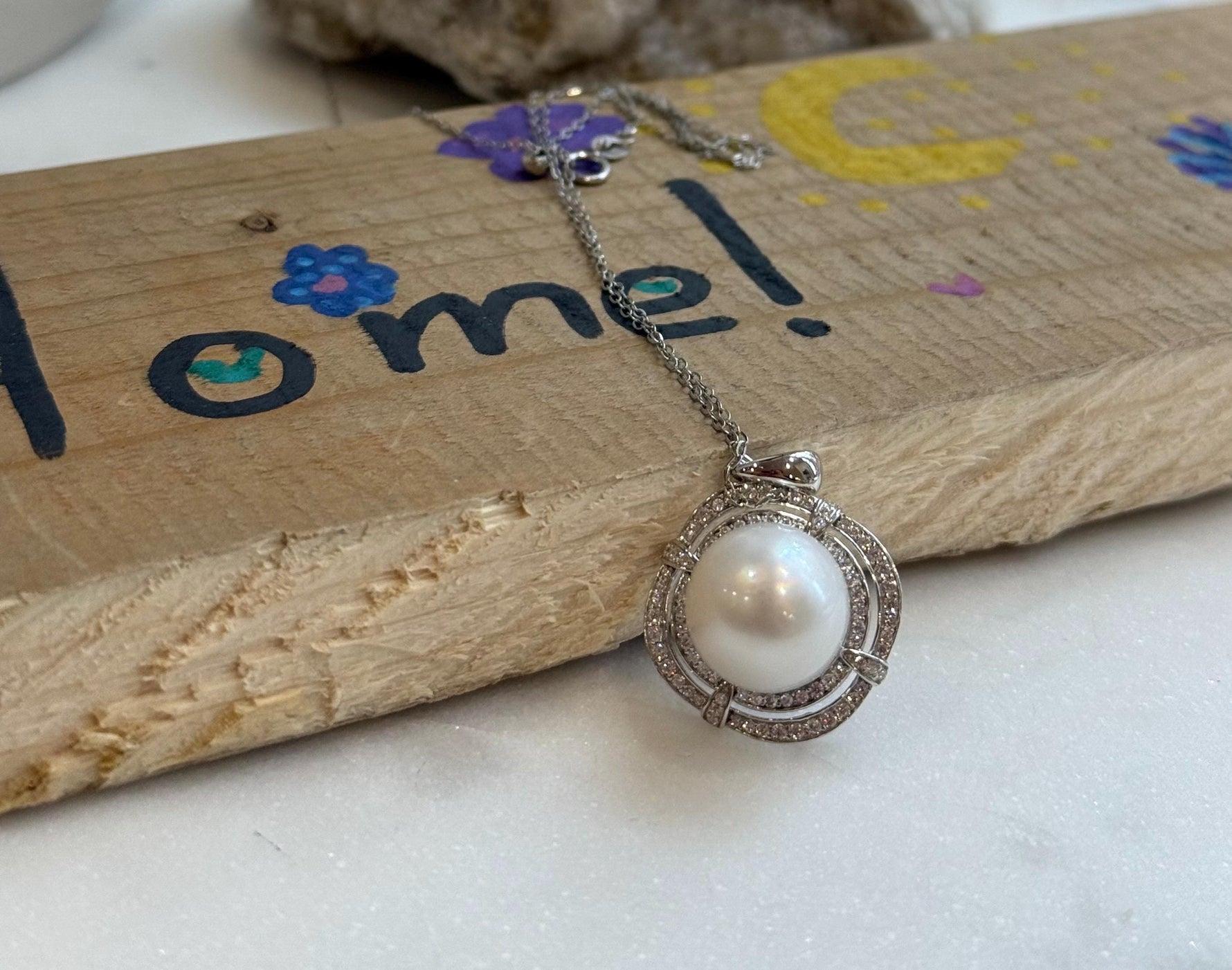 Australian ocean cold white pearl s925 silver pendant necklace set for her birthday