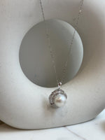 Australian ocean cold white pearl s925 silver pendant necklace set for her holiday gift