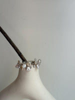 white iridescent Keshi pearls s925 silver floral earrings ring set for her daily wear