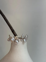 white iridescent Keshi pearls s925 silver floral earrings ring set for her birthday office wear
