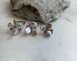 white iridescent Keshi pearls s925 silver floral earrings ring set for her birthday graduation