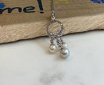 tri Akoya ocean peasls s925 silver floral pendant necklace set for her daily wear