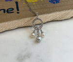 tri Akoya ocean peasls s925 silver floral pendant necklace set for her office wear