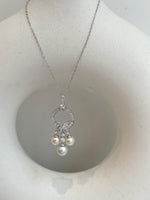 elegant tri Akoya ocean peasls s925 silver floral pendant necklace set for her
