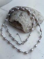 cheap freshwater blue silver Keshi pearls s925 silver long necklace set for her